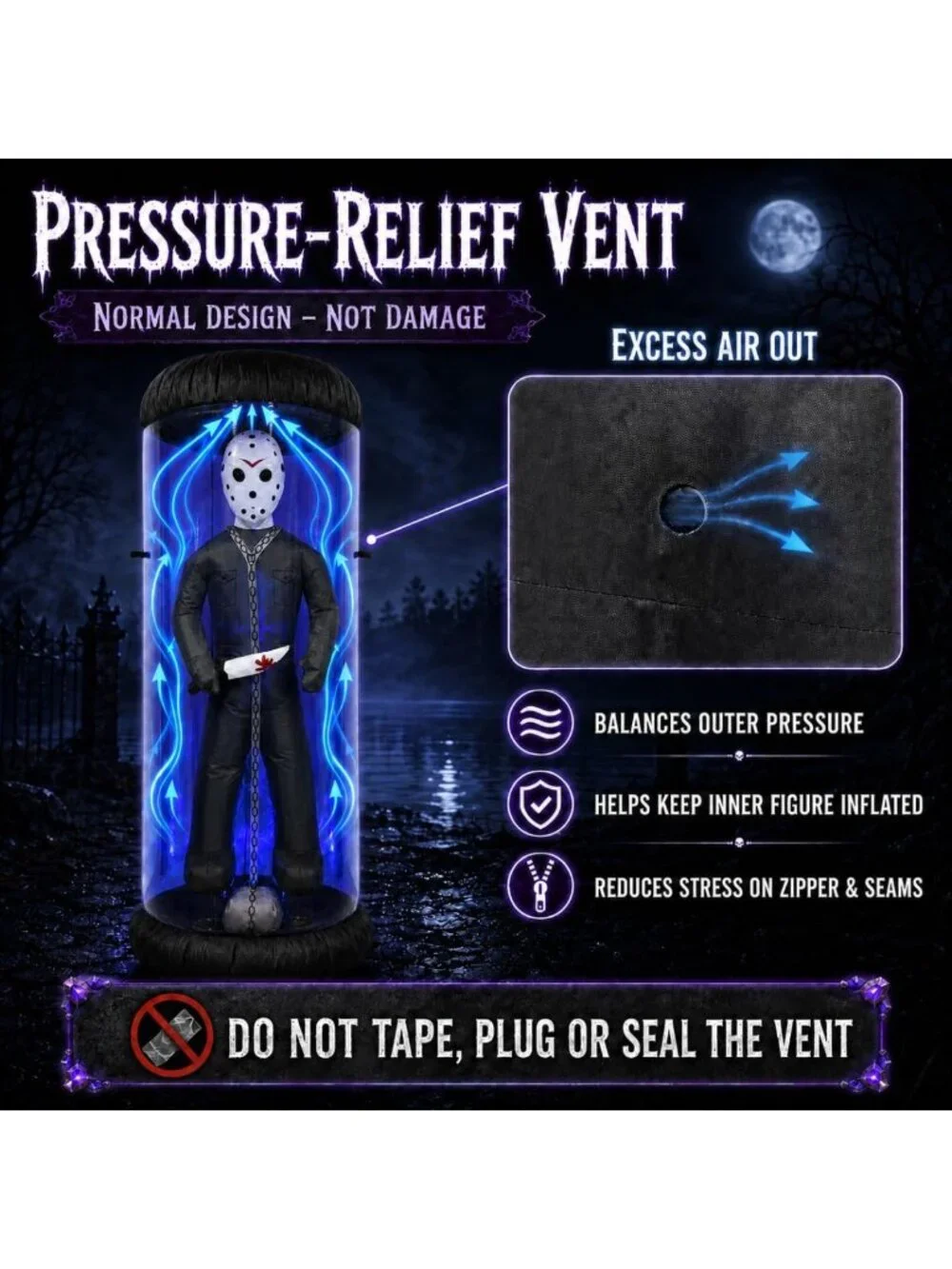 7.6FT Halloween Inflatable Yard Decor - Caged Killer with Blue LED Lights